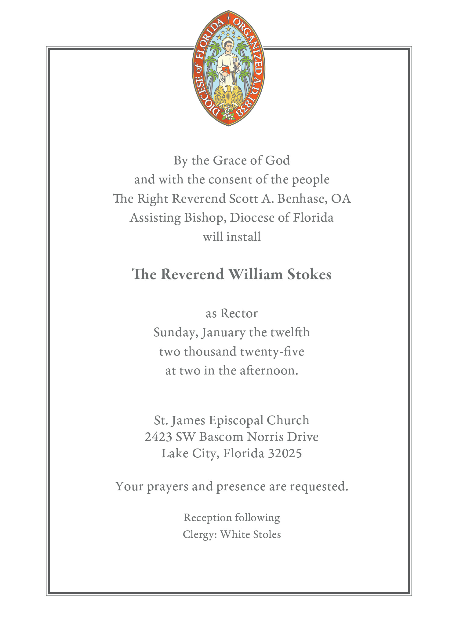 New Ministry Celebration & Institution Of ﻿the Rev. William Stokes At 